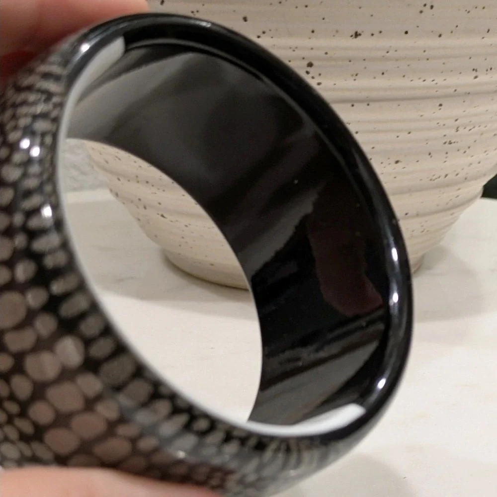 Unbranded Resin Bangle Bracelet Black Silver Pebble Statement Cuff 80s Madonna